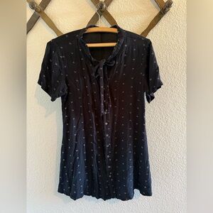 Knot Sisters Black Mini Dress with Pattern